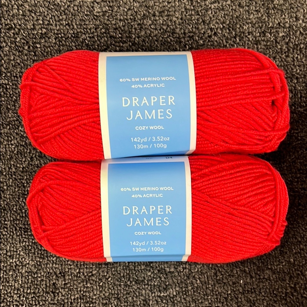 Lot of 2 Draper James cozy wool holiday red yarn